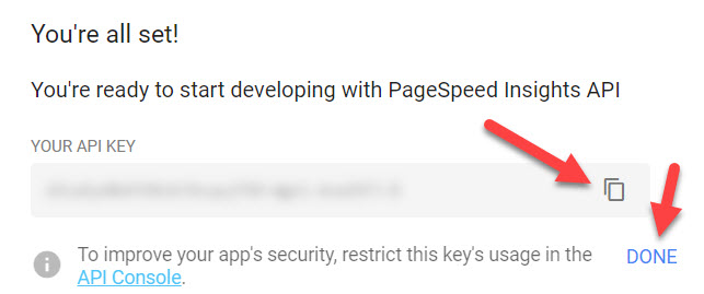 Get the Google PageSpeed Insights API Key 2