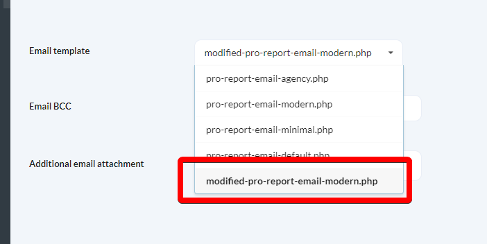 How to use a different logo for the Pro Reports email only 3